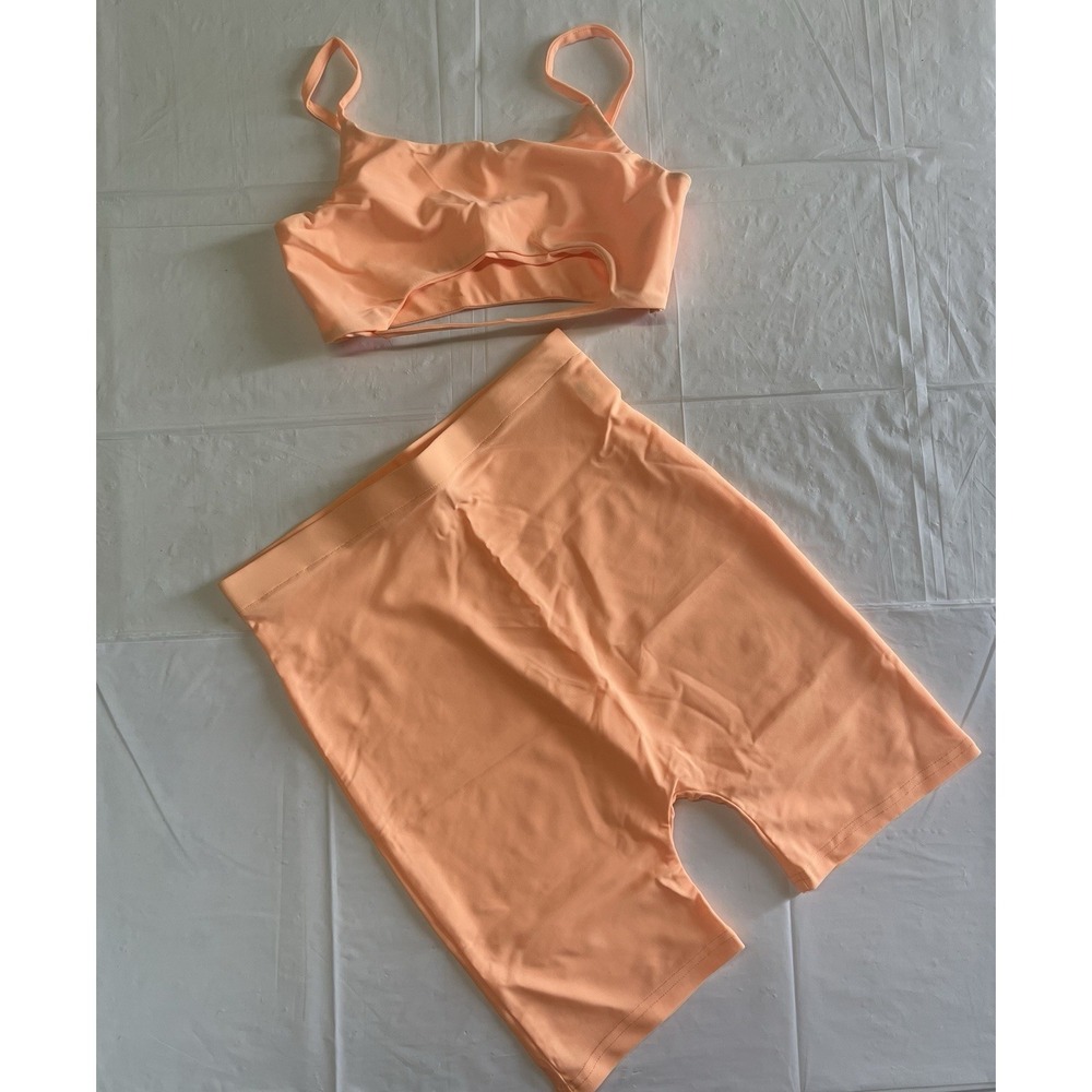 2 Pc Athletic Set Shorts Orange Women's Size Small